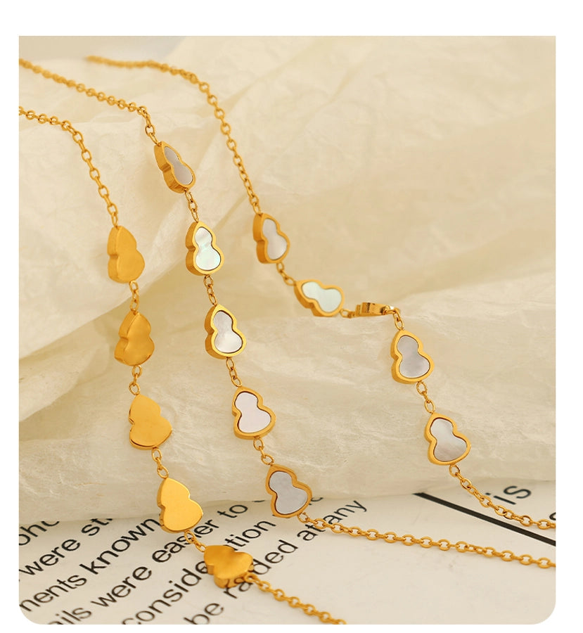 Jewelry IG Style Elegant French Style Gourd 304 Stainless Steel Shell 18K Gold Plated Polishing Pendant Necklace