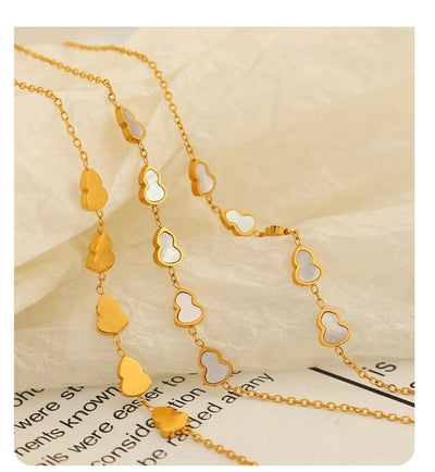 Jewelry IG Style Elegant French Style Gourd 304 Stainless Steel Shell 18K Gold Plated Polishing Pendant Necklace