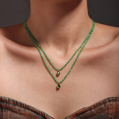 Jewelry Elegant Water Droplets 304 Stainless Steel Opal 18K Gold Plated Beaded Plating Inlay Pendant Necklace