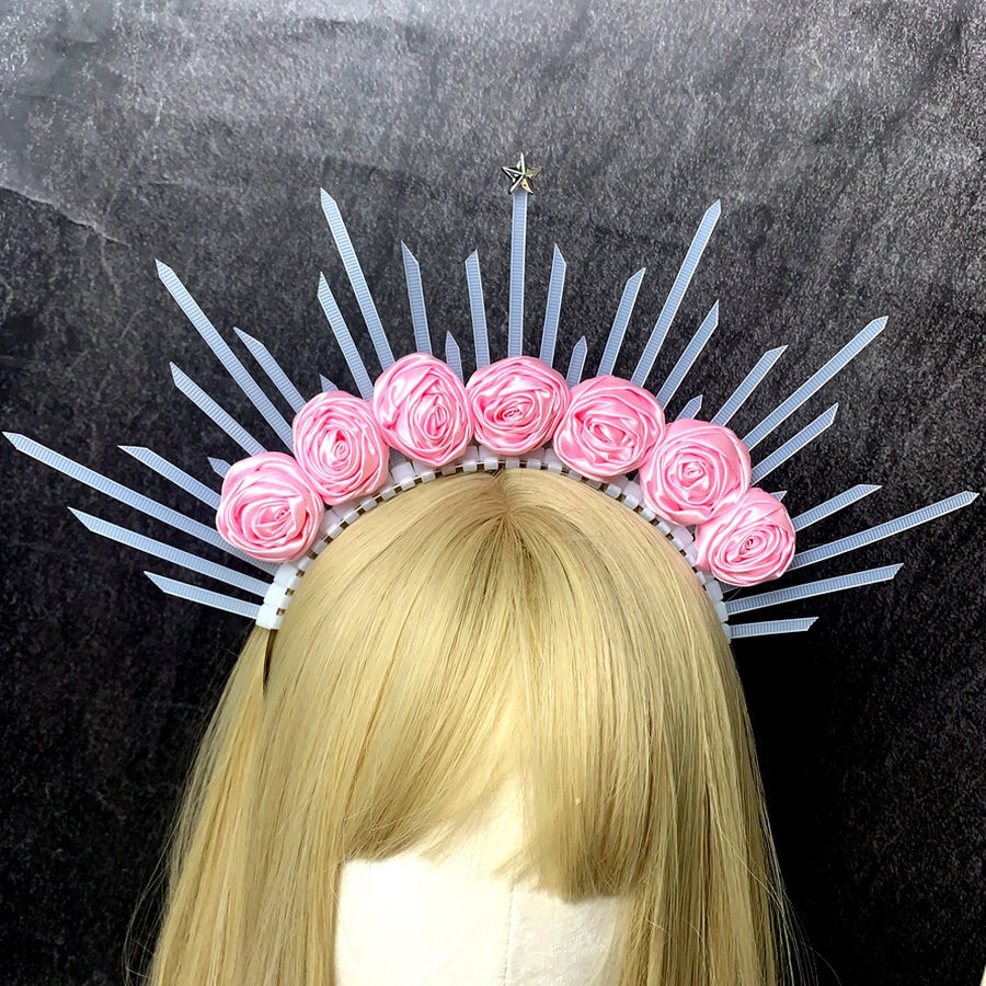 retro star crown flower plastic resin hair band