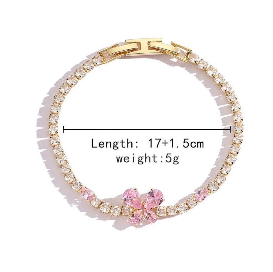 Copper Plating Inlay Heart Shape Bow Knot Zircon Bracelets