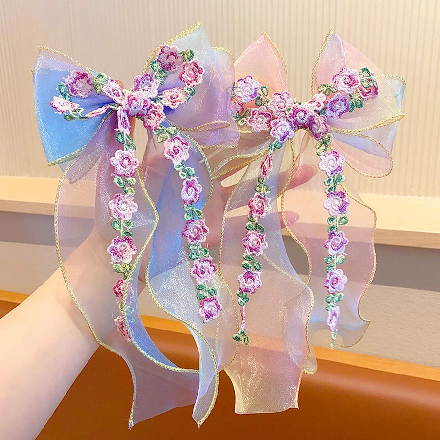 sweet bow knot synthetic yarn hair clip
