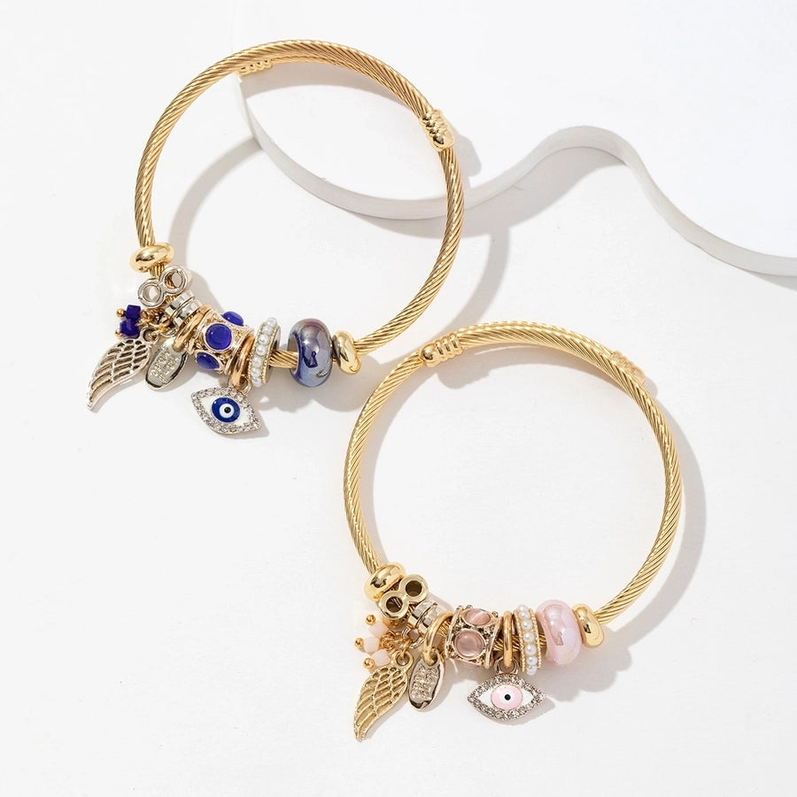 Retro Lady Eye 304 Stainless Steel Alloy Artificial Crystal Bangle In Bulk