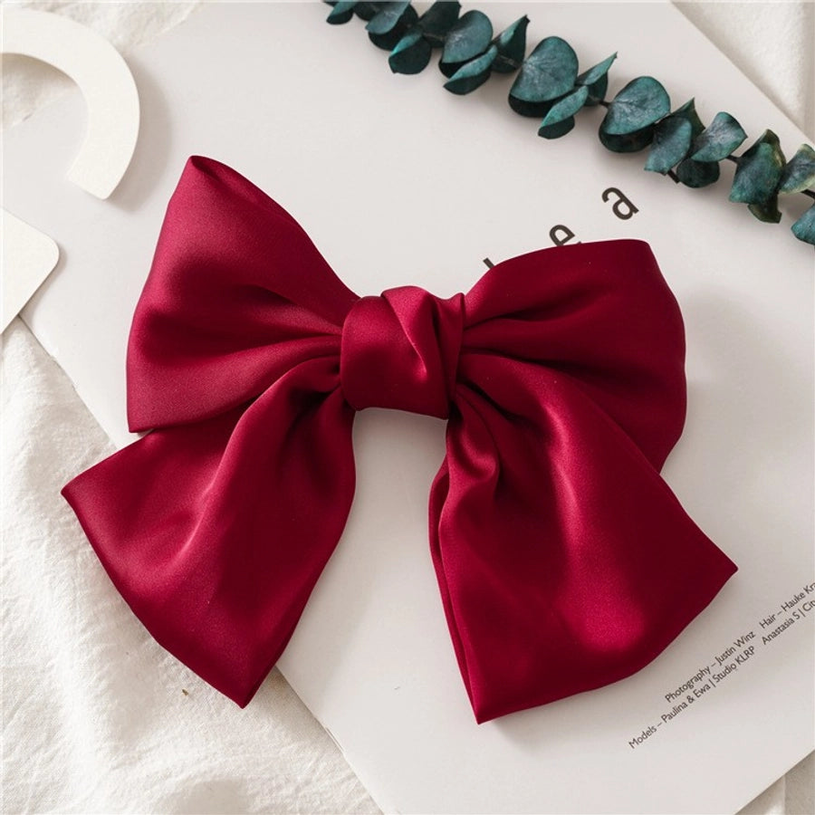preppy style bow knot cloth hair clip 1 piece