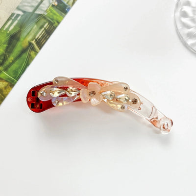 Elegant three-petal flower banana clip large vertical clip Diamond-embedded ponytail clip flower vertical card high-end hairpin hairpin manufacturer