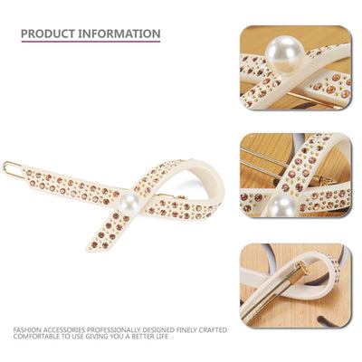 Women's Elegant Lady Streetwear Geometric Acetic acid sheets Criss Cross Rhinestones Hair Clip