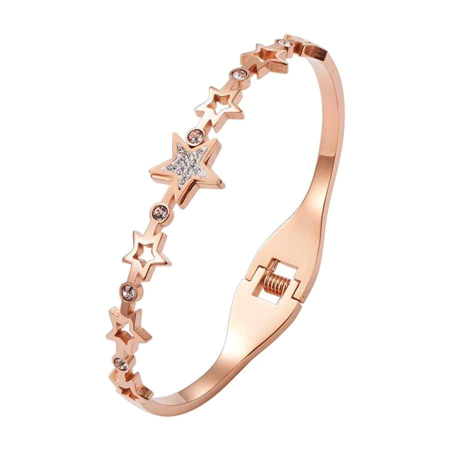 Simple Style Classic Style Star 304 Stainless Steel Gold Plated Bangle In Bulk