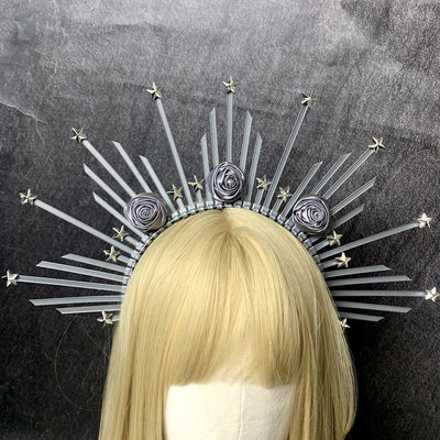 retro star crown flower plastic resin hair band
