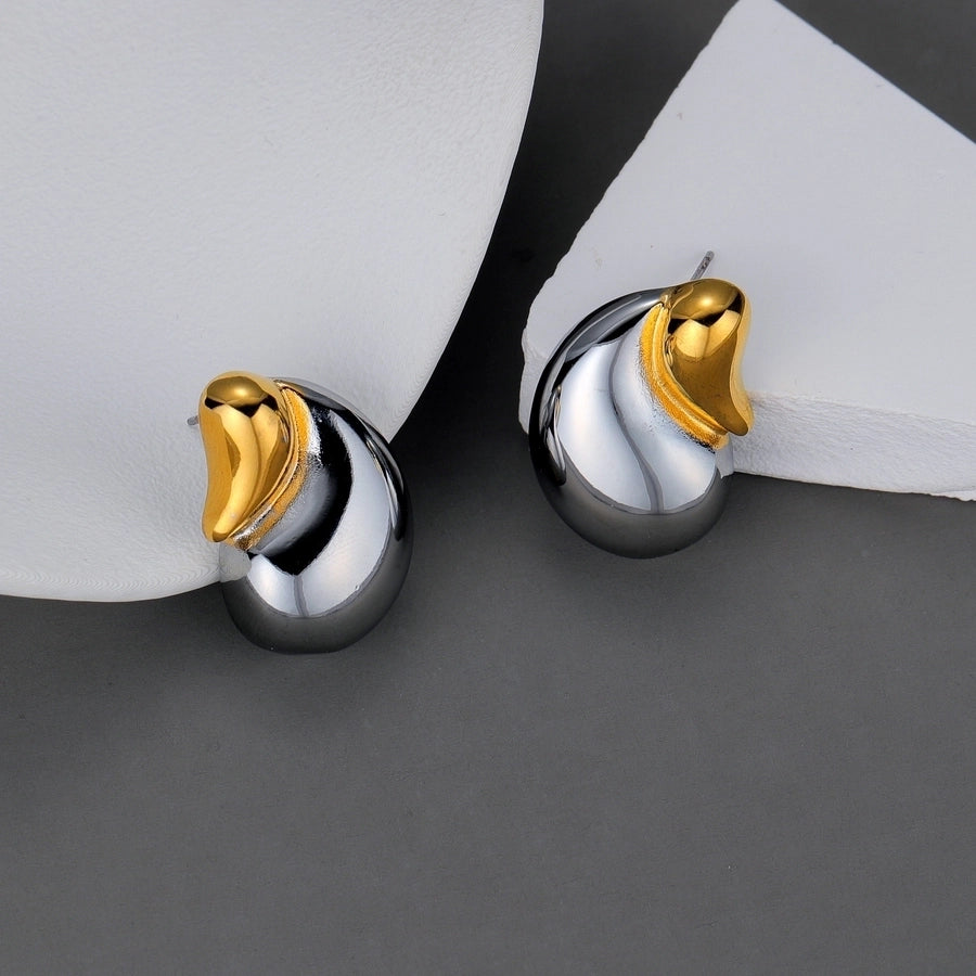 1 Pair Simple Style Geometric Water Droplets Heart Shape Patchwork 304 Stainless Steel 18K Gold Plated Ear Studs