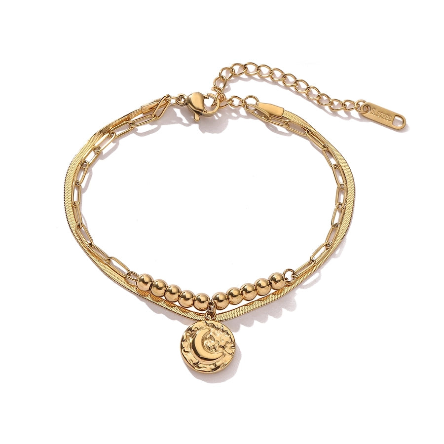 Elegant Simple Style Star Moon Conch 304 Stainless Steel snake chain Bracelets In Bulk