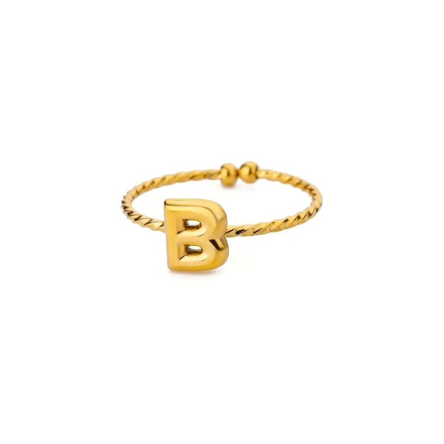 Jewelry Casual Simple Style Streetwear Letter 304 Stainless Steel 18K Gold Plated Open Rings