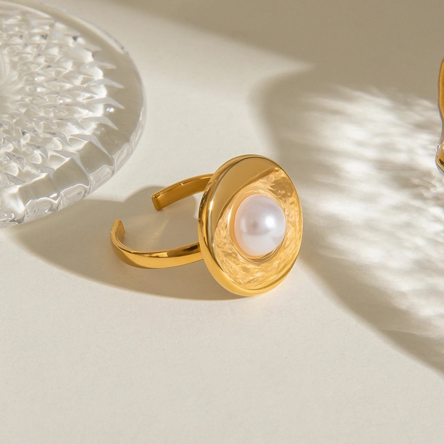 Jewelry Simple Style Classic Style Round 304 Stainless Steel Acrylic 18K Gold Plated Open Rings