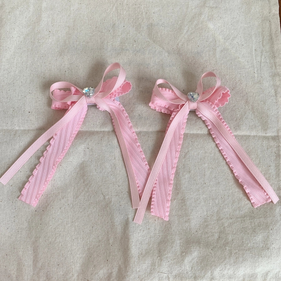 Women's Sweet Bow Knot Cloth Inlay Rhinestones Hair Clip Hair Tie