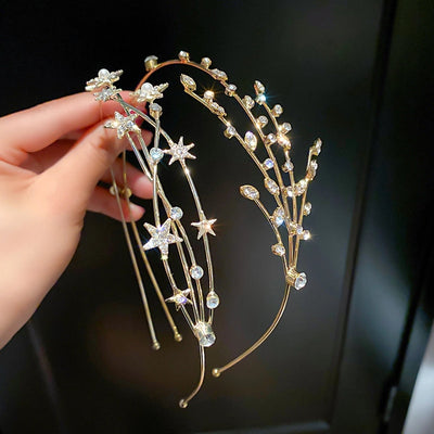 women's luxurious simple style star alloy plating inlay artificial rhinestones hair band