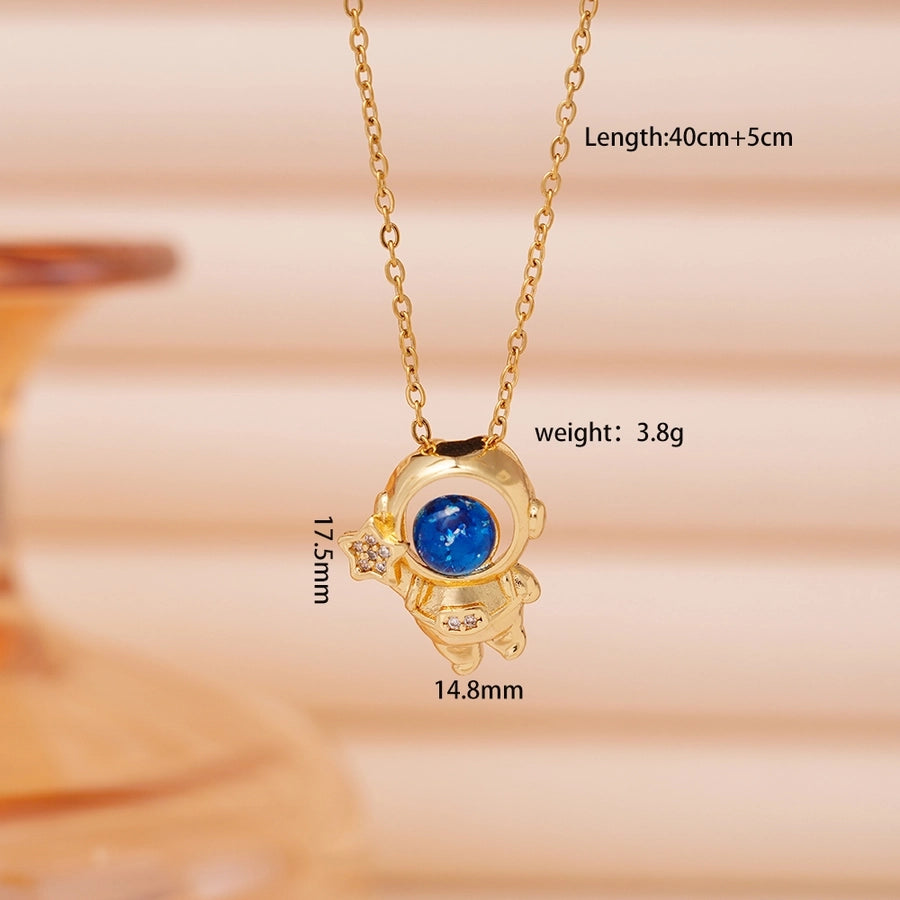 Jewelry Cute IG Style Astronaut Starry Sky 304 Stainless Steel Copper Necklace
