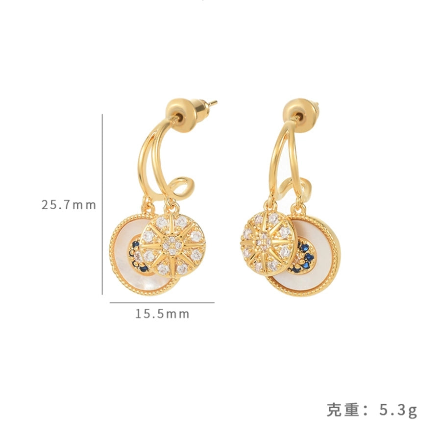 1 Pair Elegant Simple Style Heart Shape Eye Bee Inlay Copper Freshwater Pearl Zircon 18K Gold Plated Drop Earrings