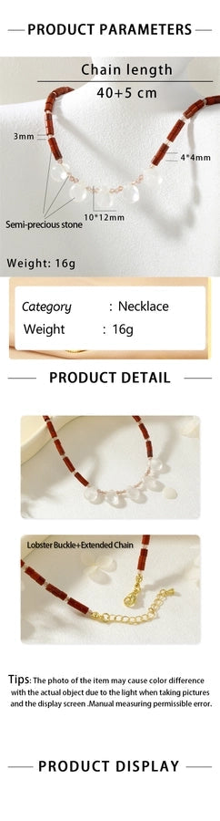 Ethnic Style Water Droplets natural stone Copper Pendant Necklace In Bulk