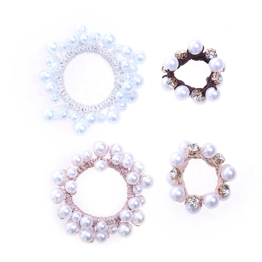 elegant geometric imitation pearl rhinestone hair tie