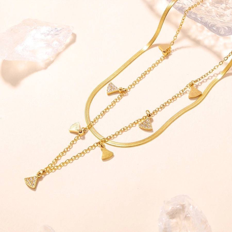 Jewelry Elegant Luxurious Vacation Geometric Titanium Steel 18K Gold Plated Jewelry Set