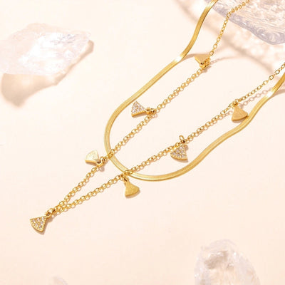 Jewelry Elegant Luxurious Vacation Geometric Titanium Steel 18K Gold Plated Jewelry Set