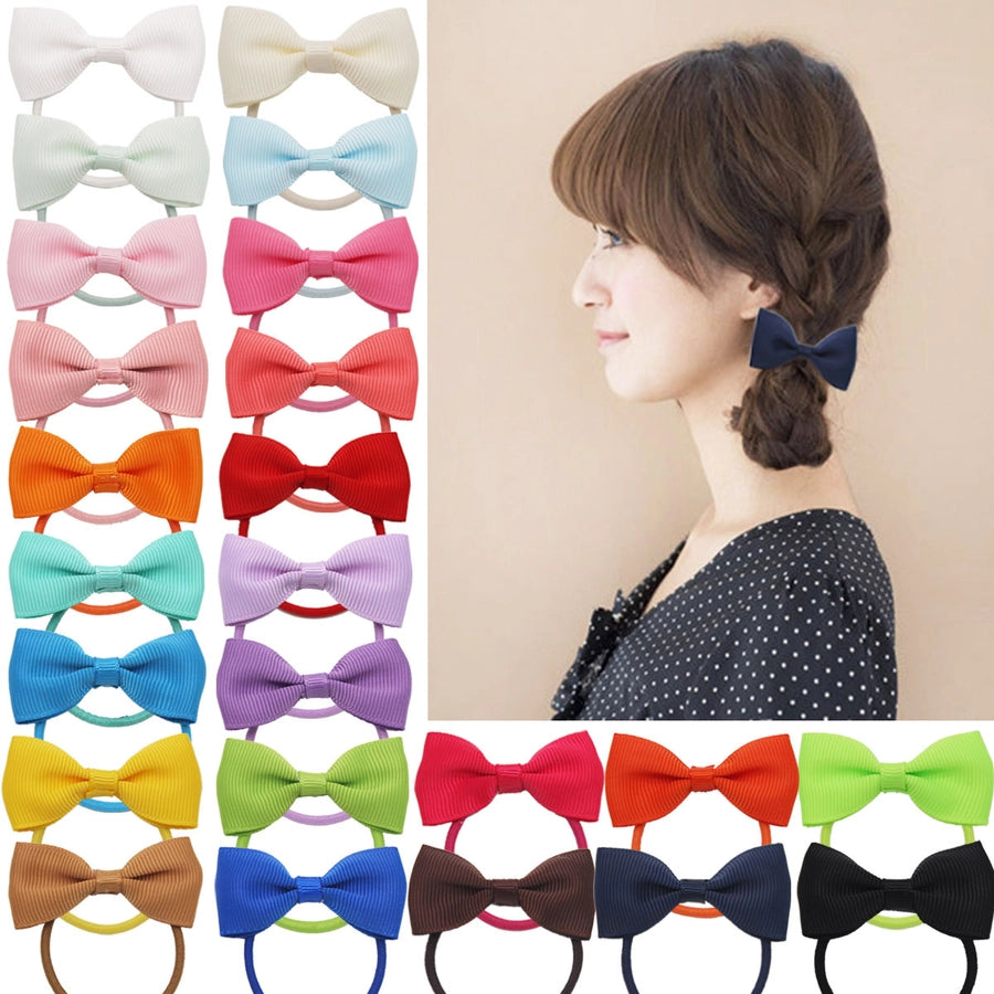 children's jewelry bow hair ring  thread belt hair accessories rubber band solid color girl small rubber band headdress