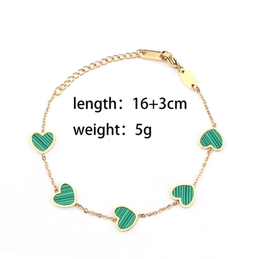 Cute Heart Shape 304 Stainless Steel 18K Gold Plated Acrylic cable chain Bracelets In Bulk