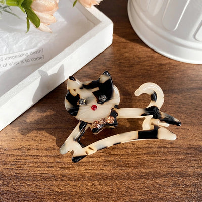 New Cute Cat Acetate Hollow out Grip Sweet Gentle and  Elegant Hair Clip Personalized Hair Accessories Headdress for Women