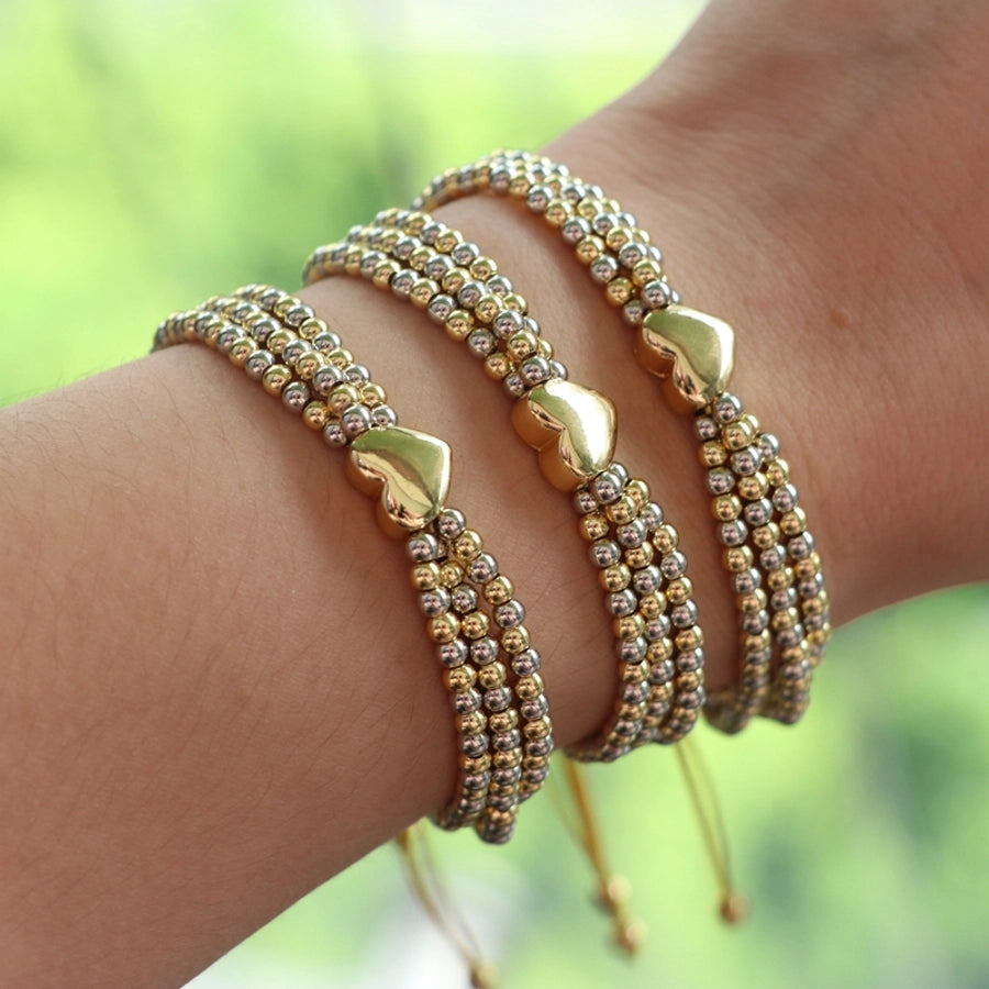 Copper Beaded Heart Shape Bracelets