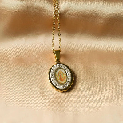 Jewelry Retro Religion Human Virgin Mary 304 Stainless Steel Diamond Plating Pendant Necklace