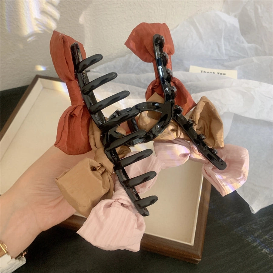 Women's Korean Style Bow Knot Plastic Cloth Hair Claws