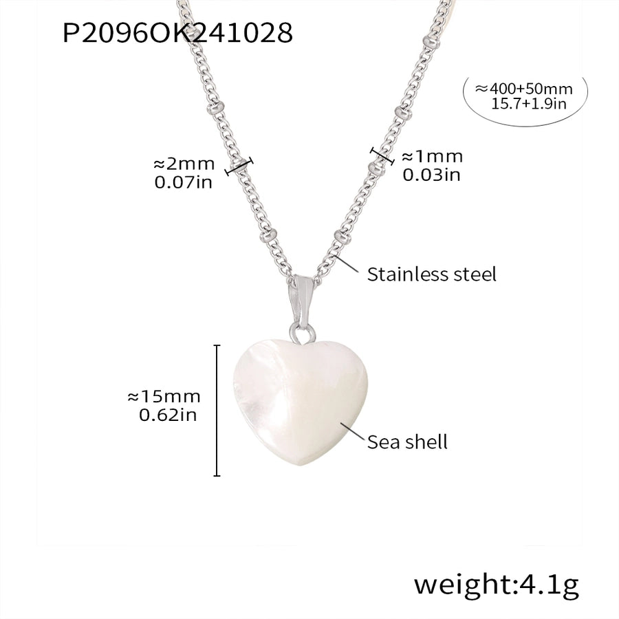 Jewelry Elegant Heart Shape 304 Stainless Steel Shell 18K Gold Plated Plating Pendant Necklace