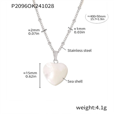 Jewelry Elegant Heart Shape 304 Stainless Steel Shell 18K Gold Plated Plating Pendant Necklace