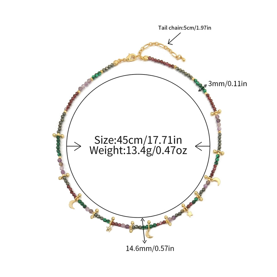 Casual Cute Commute Irregular natural stone Copper Beaded Chain Necklace In Bulk