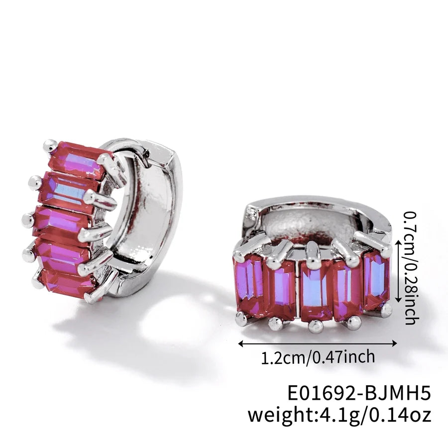 1 Pair Casual Glam Shiny Solid Color Inlay Copper Zircon K Gold Plated Rhodium Plated Ear clip