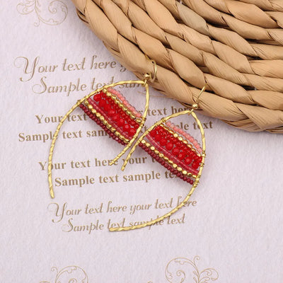 bohemian sector synthetic gemstones shell copper tassel mesh women's ear hook