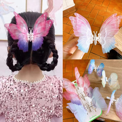 simple style butterfly metal inlay pearl hair clip