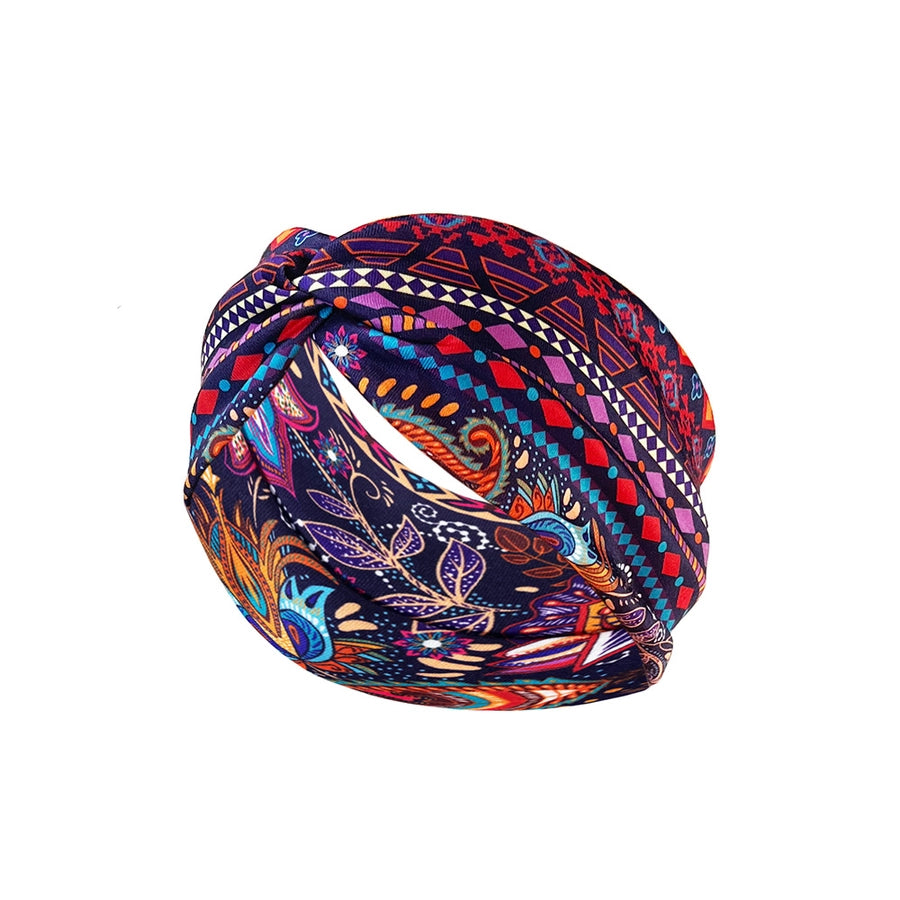 fashion color block flower cloth hair band 1 piece