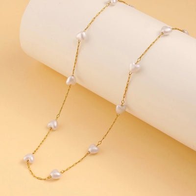 Jewelry Vacation Simple Style Heart Shape 304 Stainless Steel 18K Gold Plated Bracelets Necklace