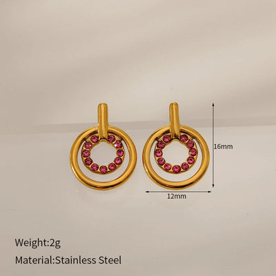 1 Pair Elegant Geometric 304 Stainless Steel Zircon Ear Studs