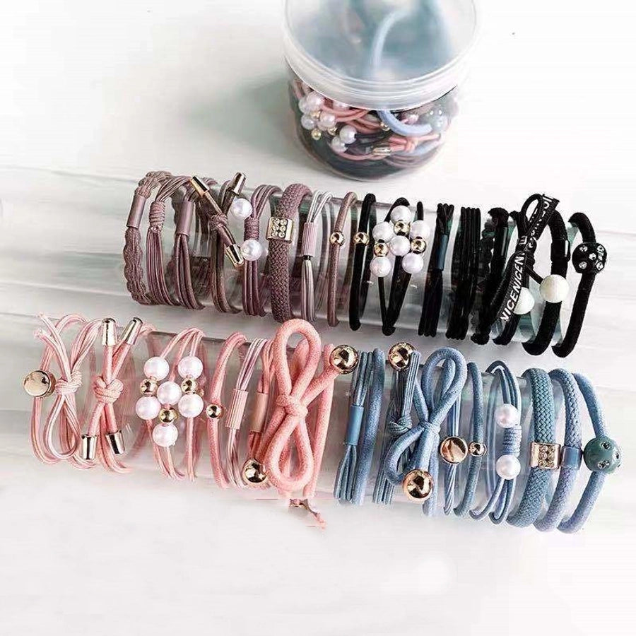 women's simple style geometric polyester pearl hair tie