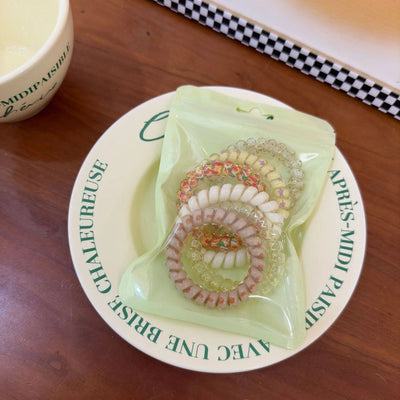 simple style solid color plastic resin knitting hair tie