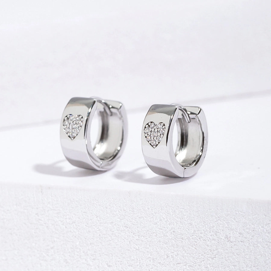 1 Pair Lady Heart Shape Plating Copper Zircon Earrings