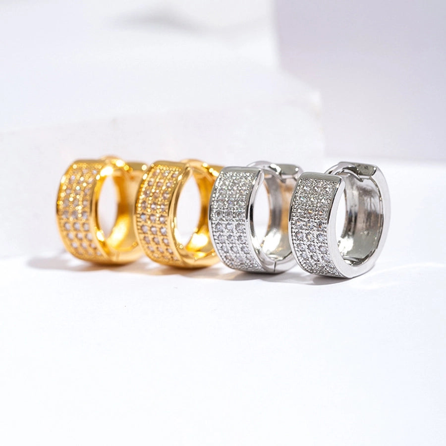 1 Pair Hip-Hop Streetwear Geometric Copper Zircon Earrings