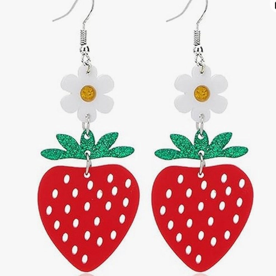 Fashionable simple  fresh sweet cute fruit strawberry earrings ear hook eardrops earrings for women