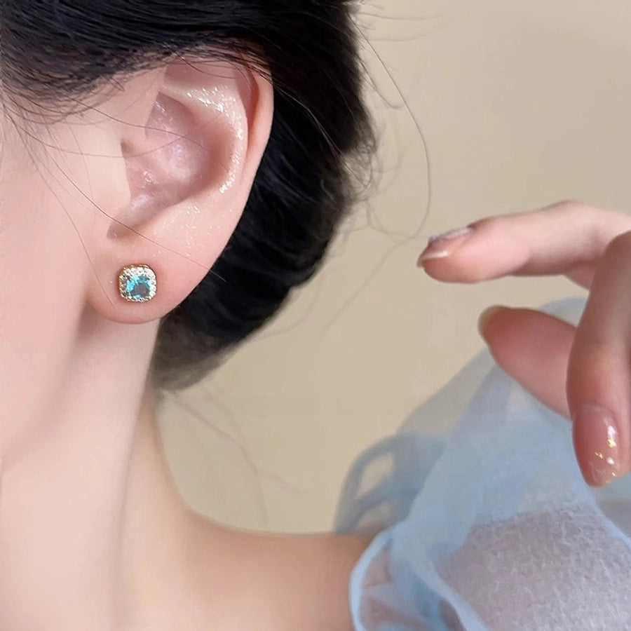 Ju Jingyi  Emerald Ear Stud Women's Advanced Design Sense Ear Clip Earrings  Sterling Silver Ear Accessories Anti-allergic Moisture