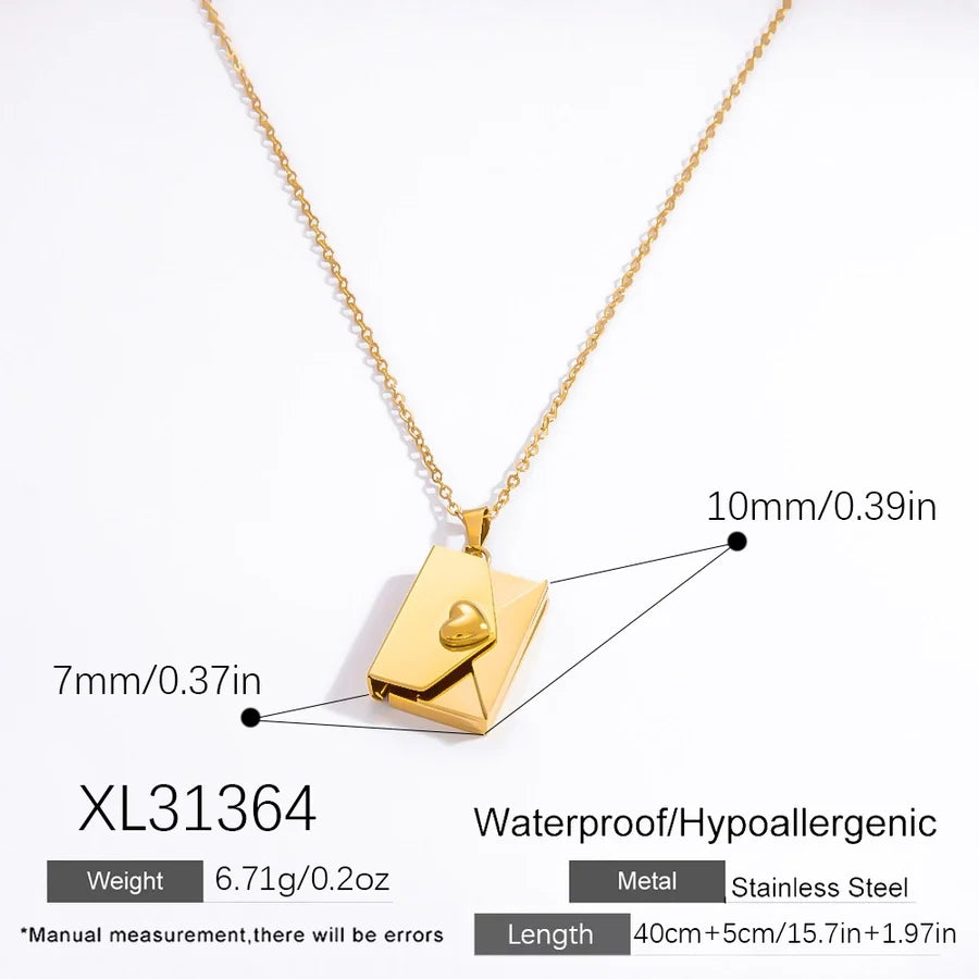 Jewelry Vintage Style Classic Style Book envelope Heart Shape Titanium Steel Plating Pendant Necklace