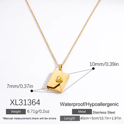Jewelry Vintage Style Classic Style Book envelope Heart Shape Titanium Steel Plating Pendant Necklace