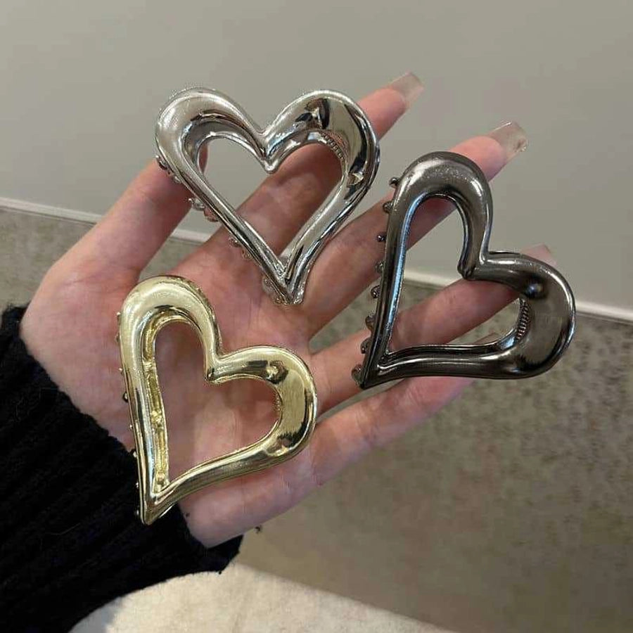 Women's Simple Style Heart Shape Metal Hair Claws