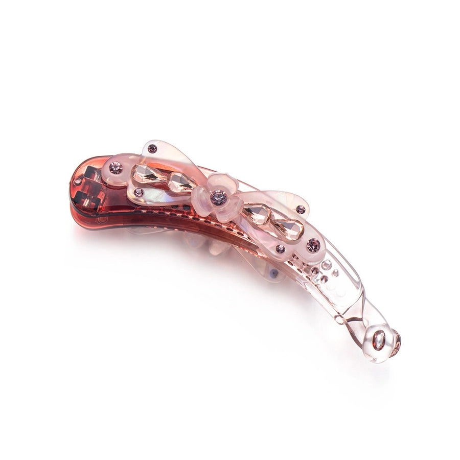 Elegant three-petal flower banana clip large vertical clip Diamond-embedded ponytail clip flower vertical card high-end hairpin hairpin manufacturer