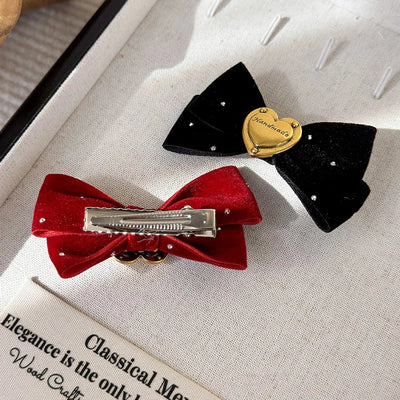 women's lady bow knot alloy cloth hair clip